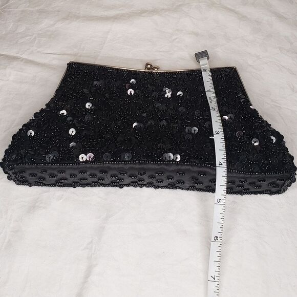 Black Beaded Evening Clutch Purse - Picture 7 of 11